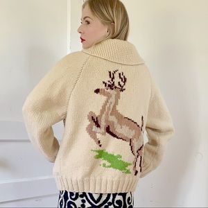 Vintage 70s Knit Deer Sweater